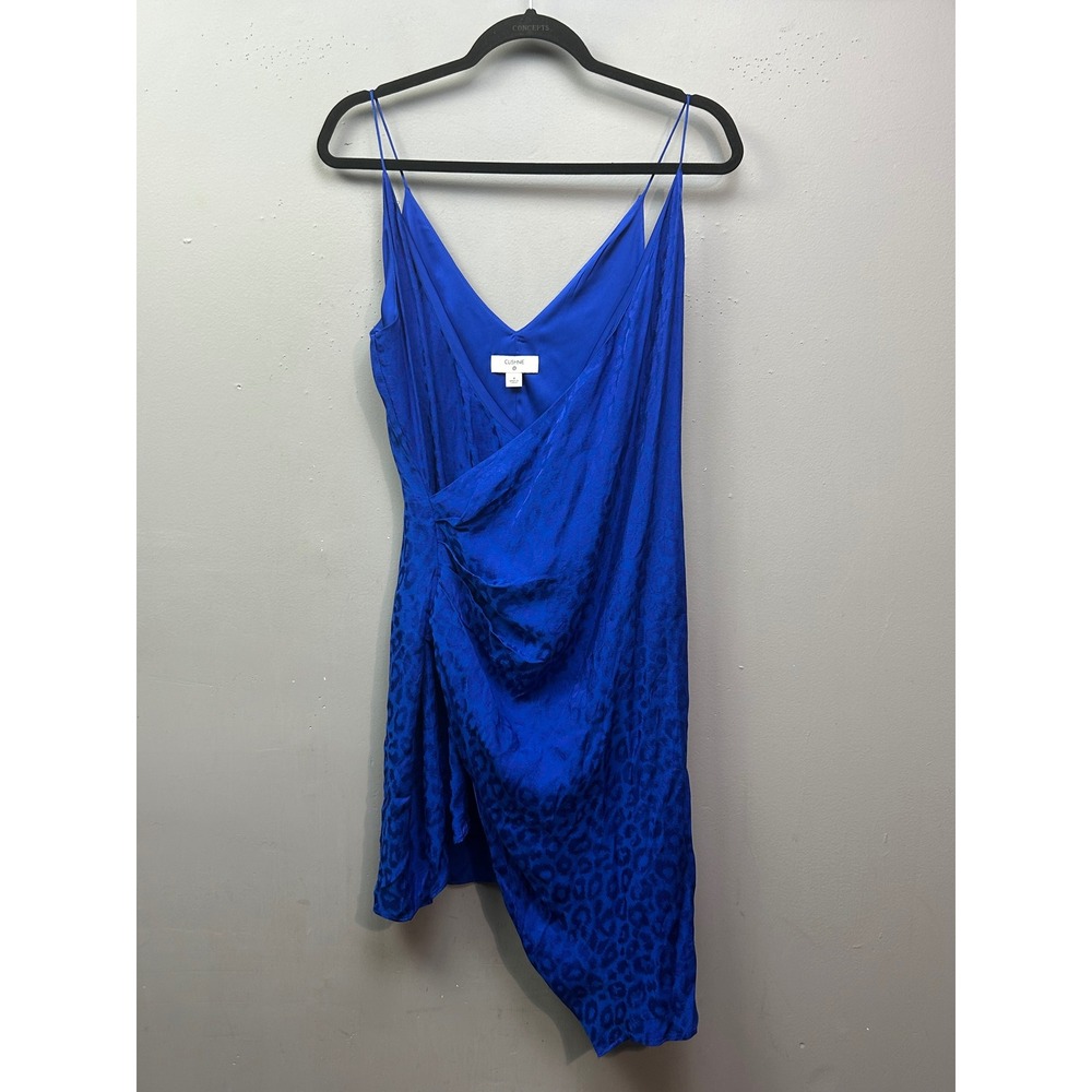 Cushnie for‎ Target Dress Womens 4 Blue Leopard Jacquard Wrap Asymmetrical M